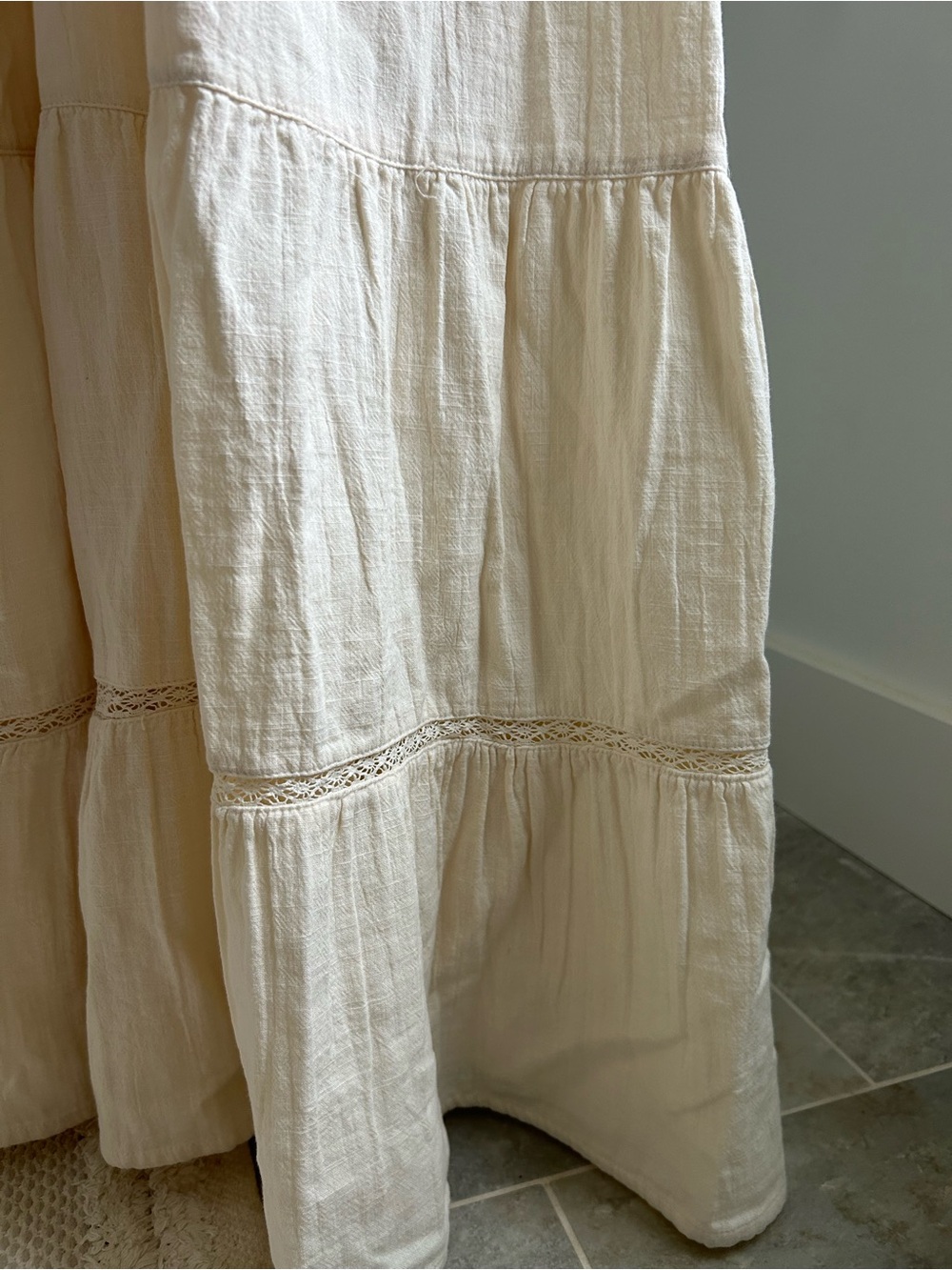 Billabong Cream Boho Maxi Dress with Lace Trim - Summers End Maxi - Picture 4 of 7